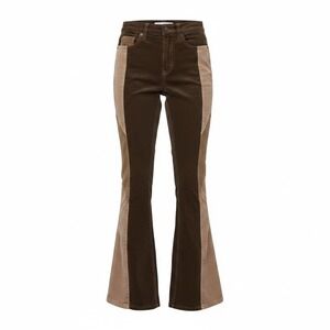 Mica Denim Brown Patchwork Corduroy Flare Pants High Rise Size 26 MDP-F668